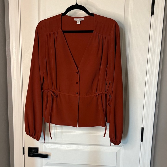Topshop Terracotta Button-Down Blouse - Picture 1 of 5